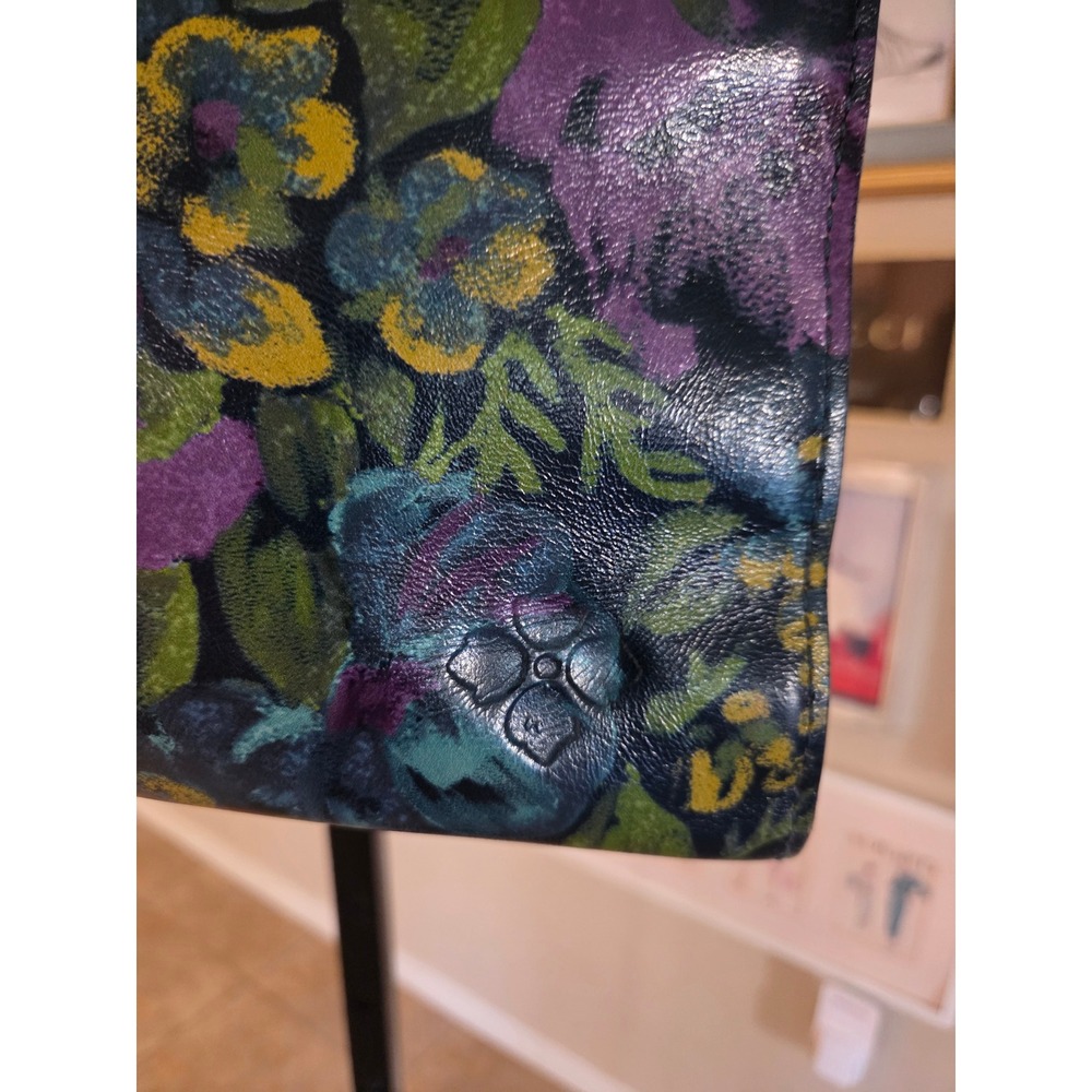 Patricia‎ Nash Sosina Floral Leather Satchel Teal Purple Green Handbag - Picture 4 of 7